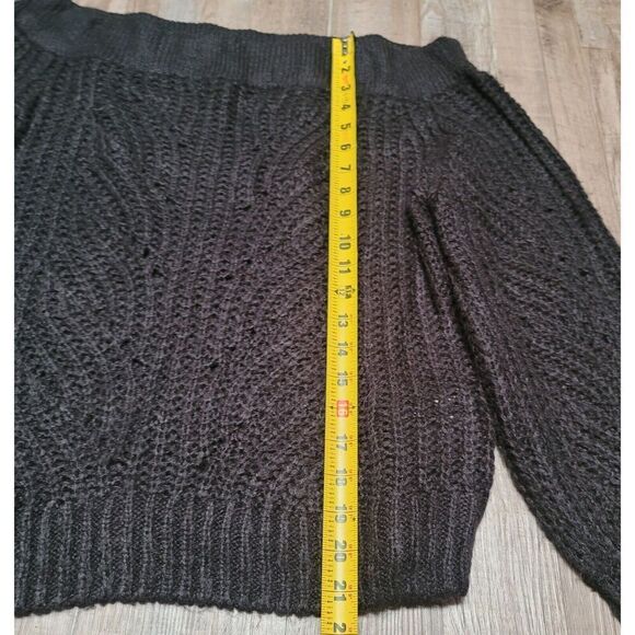 Noisy May Knit Crochet Black Sweater Size Medium Off Shoulders Boho - Picture 8 of 8